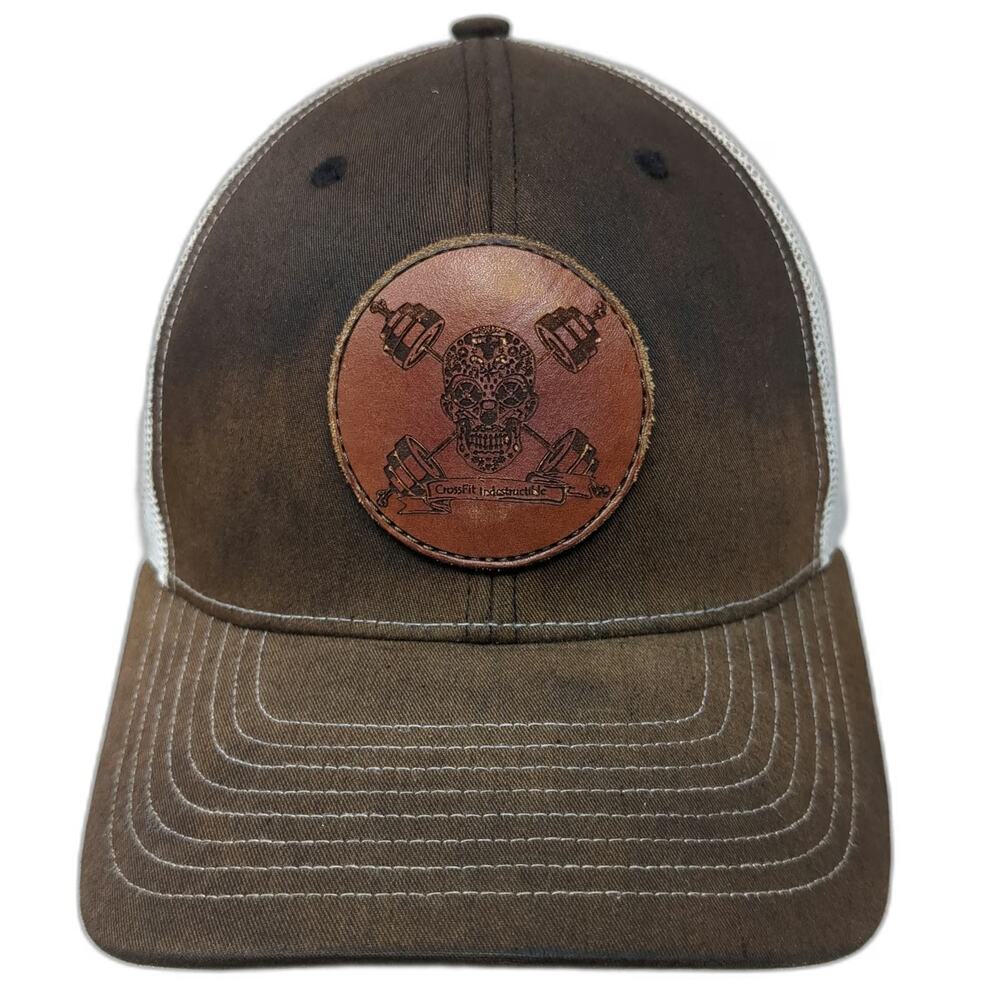 Richardson Trucker Hat Brown One Size CrossFit Indestructible Leather Patch Mesh